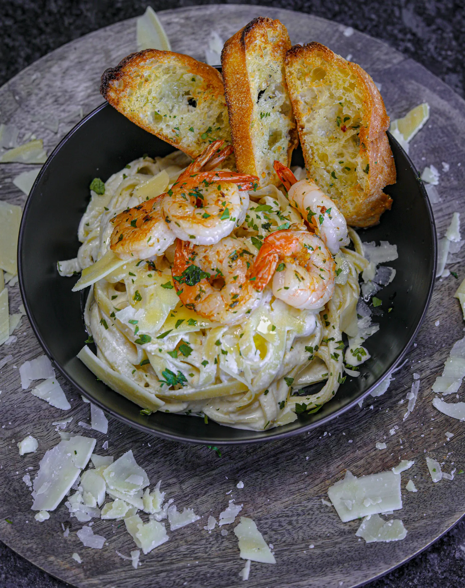 Shrimp fettuccine alfredo commercial photograph